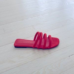 Zara Red Strappy Flat Sandals